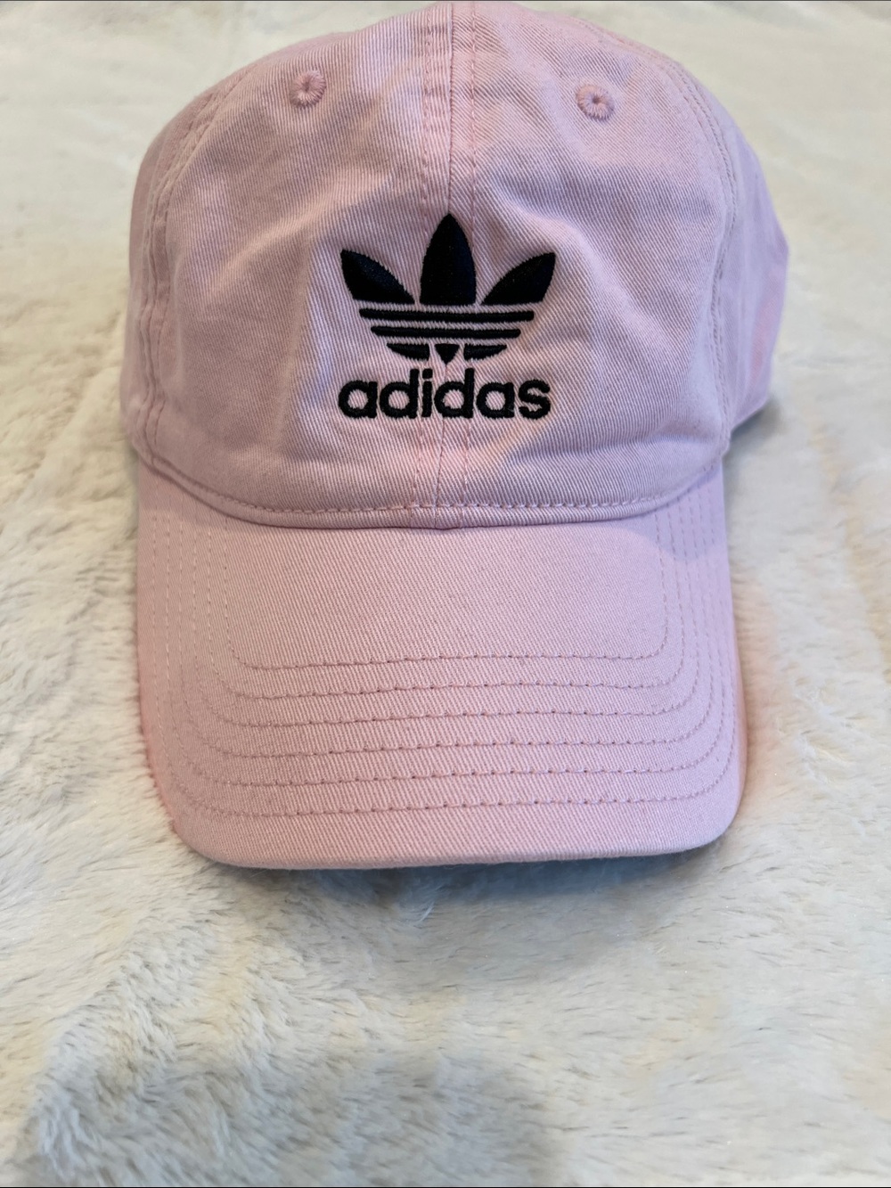 NWOT Adidas Pink Hat with Black Trefoil Logo